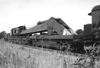 The Gateshead breakdown crane at Duns on 30 August 1965, seen shortly after its arrival to deal with the derailed D181 [see image 35405].<br><br>[Bill Jamieson 30/08/1965]