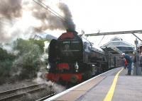 60163 <I>Tornado</I> waits patiently at Preston station's platform 6 on 21 September 2011 with <I>'The Caledonian Tornado'</I> railtour on its way from Crewe to Glasgow Central.<br><br>[John McIntyre 21/09/2011]