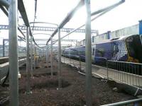 Work in progress on the new canopies at Gourock station on 30 September 2011.<br><br>[John Yellowlees 30/09/2011]