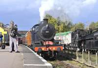 First day of the GCR Autumn Gala on 6 October 2011. No 88 stands with a train at Loughborough Central.<br><br>[Peter Todd 06/10/2011]