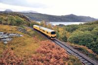 Between heavy showers on 11 October 2011, Network Rail Track Assessment & Recording Unit No.950001 descends Beasdale Bank on its way back to Fort William.<br>
<br><br>[John Gray 11/10/2011]