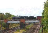 45231 crosses the WCML, south of Farington Curve Junction on 14 September 2011 with the last outward run of <I>'The Fellsman'</I> from Lancaster to Carlisle via Blackburn. <br>
<br><br>[John McIntyre 14/09/2011]