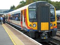 A South West Trains service for Basingstoke boarding at Fleet on 5 October.<br><br>[Graham Morgan 05/10/2011]