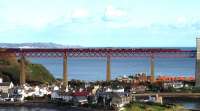 Looking over North Queensferry on 19 October as a special crosses the Forth Bridge.<br><br>[John Steven 19/10/2011]