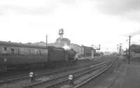 A Black 5 is about to take a northbound train away from Larbert station in July 1966.<br><br>[K A Gray 25/07/1966]