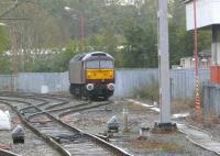 Looking suitably embarrassed, West Coast Railways class 47 no 47826 stands in Wapping sidings, Carlisle, on 18 October 2011. The locomotive had failed near here the previous Saturday.<br><br>[Ken Browne 18/10/2011]