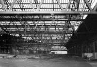 Interior of Leith Central Station in 1975. The location had latterly served as a diesel depot (64H). [See image 27361] <br>
<br><br>[Bill Roberton //1975]