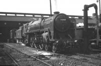Clan Pacific no 72008 <I>Clan MacLeod</I> stands outside Polmadie shed in May 1959.<br><br>[A Snapper (Courtesy Bruce McCartney) 16/05/1959]