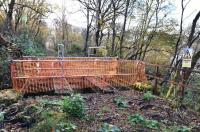 Sustrans is developing the old trackbed into a cycle path and have fenced off some parts for refurbishment. This bridge is under repair about two miles from Invergarry.<br><br>[John Gray 07/11/2011]