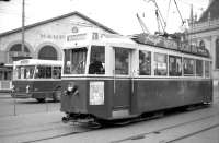 Old-style tram no 172, operating on the streets of Bern, Switzerland, in July 1962. The tram is at the interchange with the SZB terminus. [See image 36392]<br><br>[Colin Miller /07/1962]