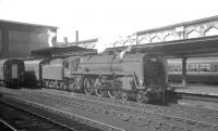 72007 <I>Clan Mackintosh</I> (minus nameplates) arrives at Carlisle on 31 July 1965 with the 1.26pm Glasgow Central - Morecambe Promenade, which had been routed via Kilmarnock and Dumfries. The Kingmoor based 'Clan' Pacific had less than 5 months to go before eventual withdrawal by BR.<br><br>[K A Gray 31/07/1965]