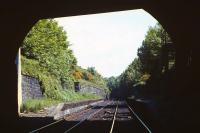 The remains of Craiglockhart station on the Edinburgh 'sub' in the spring of 1971. View north from underneath Colinton Road bridge.<br><br>[Bill Jamieson //1971]