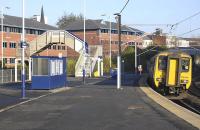 A Northern DMU on a Morpeth - Metro Centre stopping service, formed by 156443, runs into Manors station on 12 November 2011.<br><br>[Bill Roberton 12/11/2011]