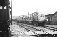 Standing in the shed yard at Motherwell MPD in March 1971 are Clayton 8546 and EE Type 3 D6859.<br><br>[John Furnevel 10/03/1971]