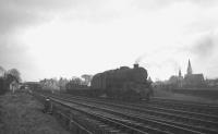The daily Largs branch pick-up goods about to leave the yard at West Kilbride heading north on an overcast March day in 1963. [See image 38996]<br><br>[R Sillitto/A Renfrew Collection (Courtesy Bruce McCartney) 09/03/1963]