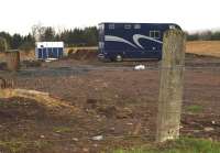 The demise of the platform at Balado in December 2011, with an equestrian centre now under construction on the site. View east from the road, with the concrete crossing gate post now forming part of the new boundary fence [see image 16984].<br><br>[Brian Forbes /12/2011]