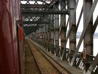 Travelling north across the Tay Bridge inside the High Girders (version 2) on 15 April 2011. [See image 4541]<br><br>[John McIntyre 15/04/2011]
