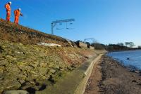 As a result of damage caused by severe gales during the first days of January 2012 trains were disrupted between Dalreoch and Helensburgh. This is the storm damaged embankment at Ardoch looking east on 5 January.<br><br>[Ewan Crawford 05/01/2012]