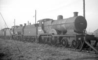 Out of use locomotives stored in the sidings alongside Ardrossan shed in November 1962 included (front to rear) 40668, 40625 and 42191. [See image 36626].<br><br>[R Sillitto/A Renfrew Collection (Courtesy Bruce McCartney) /11/1962]