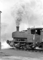 NCB Scottish North Area No 29 (Andrew Barclay 1142 of 1908) lays a smoke screen while shunting at Frances Colliery, Dysart, in 1974. After a spell on display at Danderhall Miners Welfare it is now at Prestongrange Mining Museum.<br><br>[Bill Roberton //1974]
