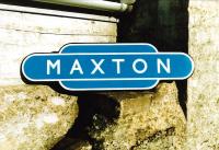 A refurbished totem rescued from Maxton station on the former Kelso branch, closed to passengers in June 1964 [see image 34181]. <br><br>[Bruce McCartney //1972]