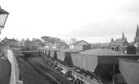 Ballast train in the yard at West Kilbride on 14 April 1963. <br><br>[R Sillitto/A Renfrew Collection (Courtesy Bruce McCartney) 14/04/1963]
