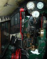 A nervous instructee drivers first view of the controls of BR Standard class 4MT no 75029 at Grosmont MPD on 6 October 2006. Don't bother looking for the Multi Media Interface or the BOSE sound system! [See image 37539]<br><br>[Brian Taylor 06/10/2006]
