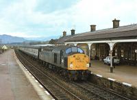 40023 with a northbound train at Kingussie on 28 May 1979.<br><br>[Peter Todd 28/05/1979]