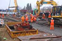 Engineering work underway at Kirkcaldy on Sunday 12 February 2012 [see image 37580].<br><br>[Bill Roberton 12/02/2012]