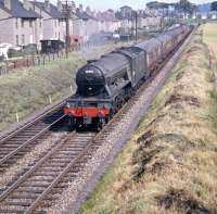 A3 60098 <I>'Spion Kop'</I> passing through Broomhall with a train in July 1959, shortly after turning north at Saughton Junction.<br><br>[A Snapper (Courtesy Bruce McCartney) 25/07/1959]