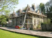 Renovation work being carried out at Wolsingham station on the Weardale Railway in May 2006. View is east [see image 37174].<br><br>[John Furnevel 08/05/2006]