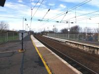 The extended platforms at the north end of Troon station on 17 March 2012. Essentially a replacement for what was removed at the time of electrification.<br><br>[Colin Miller 17/03/2012]