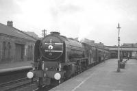 A2 Pacific no 60532 <I>Blue Peter</I> with the 1.30pm Aberdeen - Glasgow Buchanan Street waiting to restart from Stirling in the summer of 1966.<br><br>[K A Gray //1966]