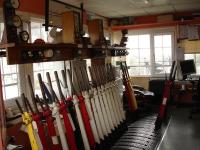 Ferryside signal box interior showing the bulk of levers out of use in March 2012. [See image 28179]<br><br>[David Pesterfield 14/03/2012]