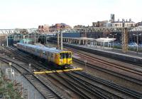 Merseyrail electric unit no. 508127 departs from the west end of Chester station on 21 March 2012 heading for Liverpool. <br><br>[John McIntyre 21/03/2012]