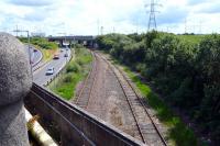 The Deanside loop running alongside the M8 at Braehead in July 2009. <br><br>[Colin Miller /07/2009]