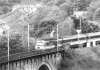 A down BR InterCity 125 service crosses Durham Viaduct northbound in the spring of 1992.<br><br>[John Furnevel 07/05/1992]