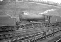 Gresley J39 0-6-0 no 64875 on shed at Hawick, thought to have been photographed in the late 1950s. [The locomotive was allocated to Carlisle Canal shed for several years prior to moving south in November 1958.] ['Rescued' image]<br><br>[Robin Barbour Collection (Courtesy Bruce McCartney) //]
