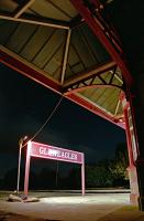 In late 1994 Gleneagles station was illuminated by temporary lash-up lights (and stars). This view is from the former Crieff platform showing the canopy at the north end.<br><br>[Ewan Crawford //1994]