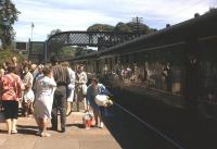 A healthy complement of passengers leaving a DMU from Edinburgh at Aberdour on Sunday 1st July 1961.<br><br>[Frank Spaven Collection (Courtesy David Spaven) 01/07/1961]