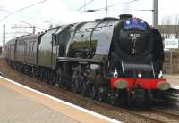 46233 <I>Duchess of Sutherland</I> with the 'Great Britain V' railtour at Newton-on-Ayr on 26 April 2012. The train is just about to take the Mauchline line.<br><br>[Colin Miller 26/04/2012]