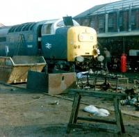 55003 RIP. <i>'Meld'</i> in the cutting up sidings at Doncaster Works in February 1981.<br><br>[Colin Alexander /02/1981]
