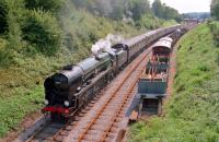 Merchant Navy Class 35027 <I>Port Line</I> leaves Horsted Keynes on the Bluebell Railway and heads for Kingscote in 1992.<br><br>[Ewan Crawford //1992]