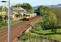 334007 departs with an eastbound service from Cardross on 26 May 2012.<br><br>[John McIntyre 26/05/2012]
