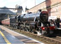 Ex LMS Black 5 no 45305 pauses at Preston with the <I>Cumbrian Mountain Express</I> to Carlisle on 27 August 2011.<br><br>[John McIntyre 27/08/2011]