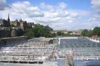 Progress on the re re-glazing of the Waverley station roof seen from the North Bridge. Photographed on 13 June 2012 looking west. [See image 36223]<br><br>[F Furnevel 13/06/2012]