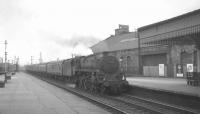 BR Standard class 5 no 73148 arrives at Stirling on 7 June 1965 with the 6.15pm Glasgow Buchanan Street - Dundee.<br><br>[K A Gray 07/06/1965]