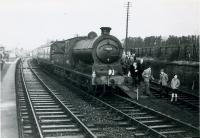 SLS Farewell to Peebles Tour 3rd February 1962<br><br>
64587 at Leadburn, where the special was the last passenger train to call there.<br><br>[Jim Currie (Courtesy Stephenson Locomotive Society) 03/02/1962]