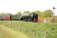 60163 Tornado about to leave Forres East for Aberdee with the Cathedrals Explorer.<br><br>[John Furnevel 22/05/2012]