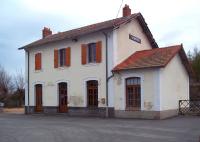 The attractive station building at La Chaise Dieu on the AGRIVAP tourist line in the Auvergne, seen from the station forecourt on 28 April 2012.<br><br>[Andrew Wilson 28/04/2012]